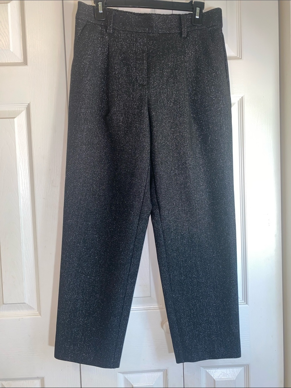 LOFT Black Sparkle Straight-Leg Dress Pants